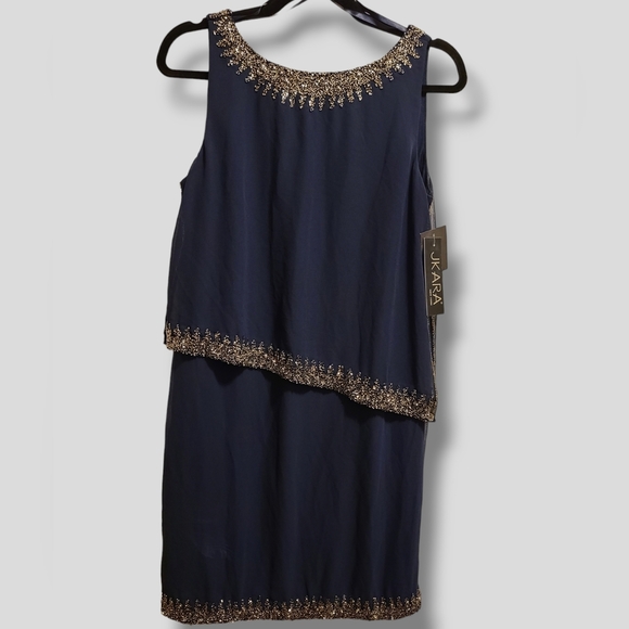 J Kara Beaded Sleeveless Cocktail Dress 10P - Picture 3 of 10